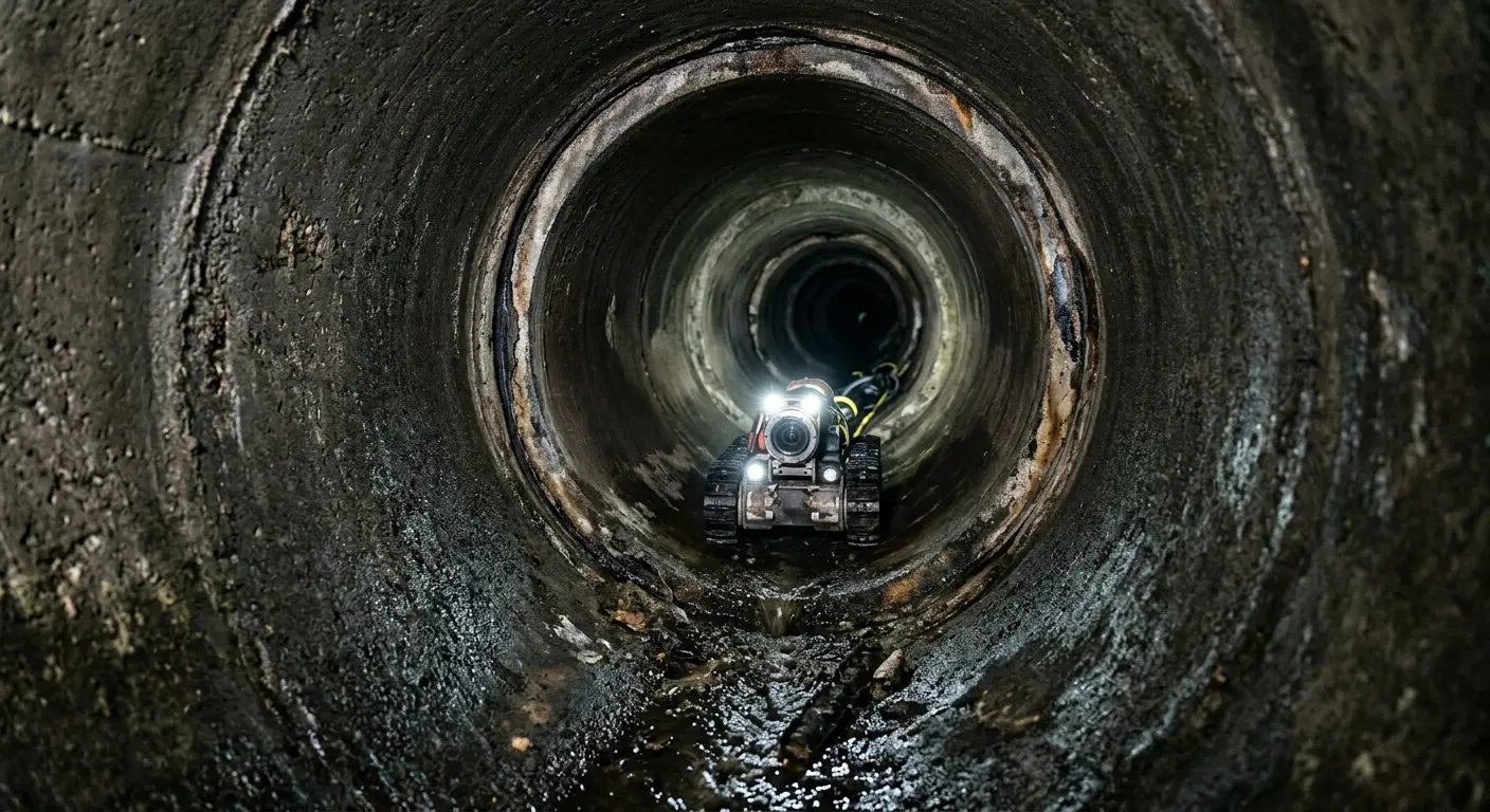 Robotic sewer camera inspecting pipe interior for Sewer Line Repair in Pearsall